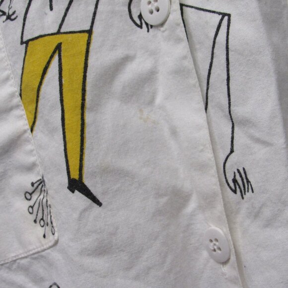 Vintage Star of India Art to Wear Funky People Print Oversized Tunic Blouse sz S - Picture 2 of 5